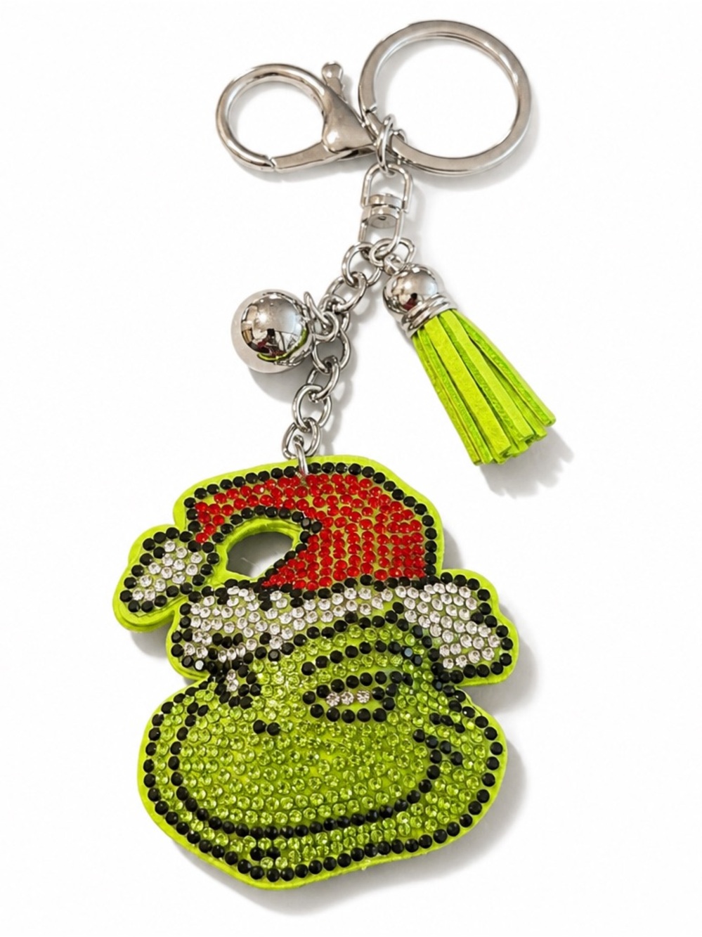 Rhinestone Santa Grinch Keyring bag backpack charm Christmas
